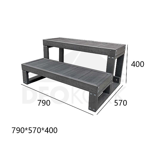 Schodki do jacuzzi - szare - 2 stopnie (szer. 79 cm)