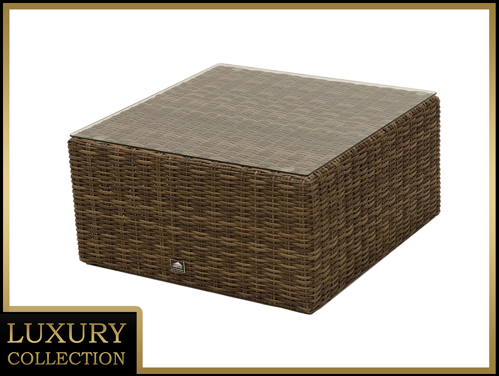 Rattanowy stół/stołek 73 x 73 cm BORNEO LUXURY (brązowy)