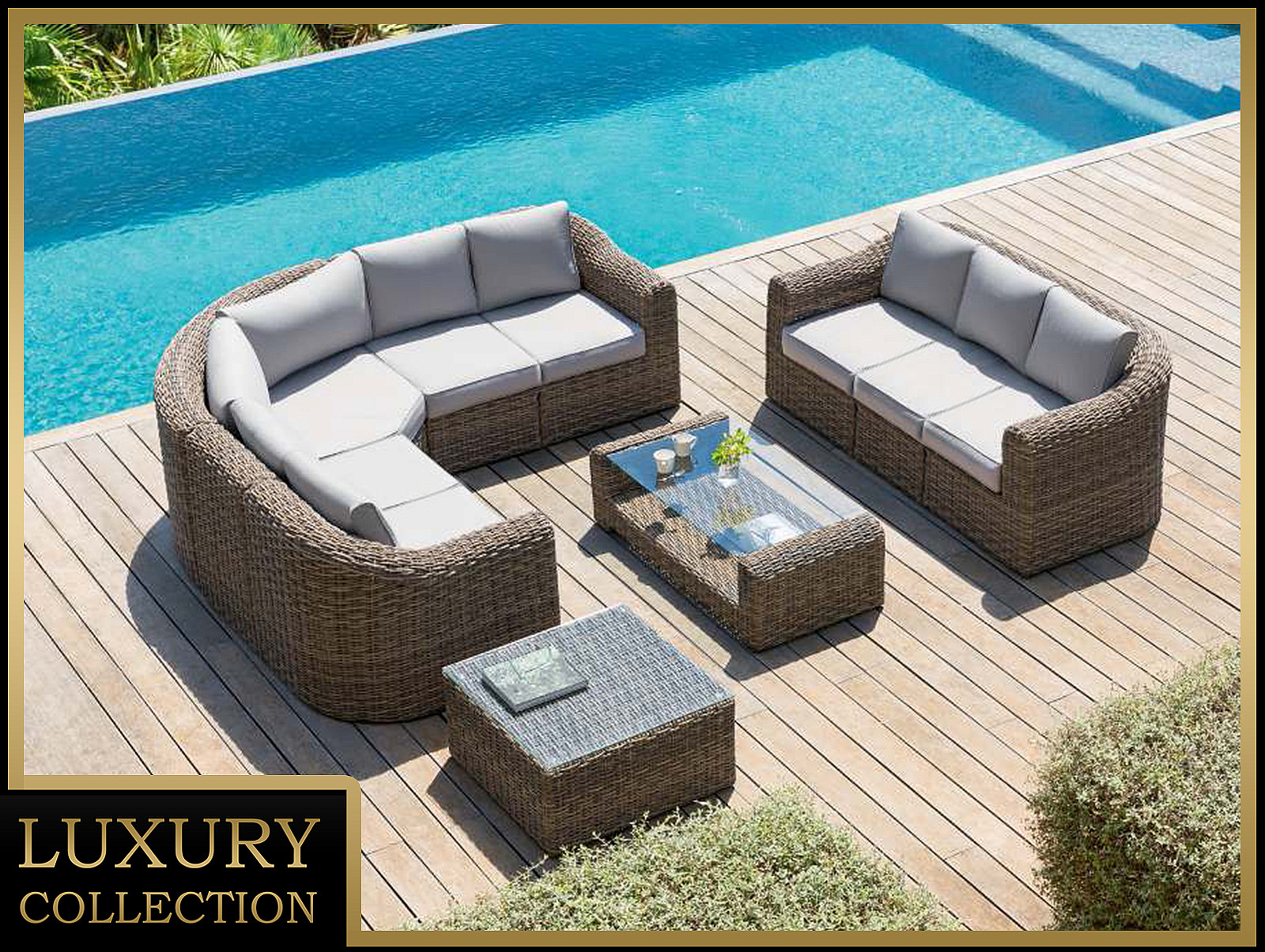 Rattanowy zestaw modułowy BORNEO LUXURY dla 8 osób (brązowy)