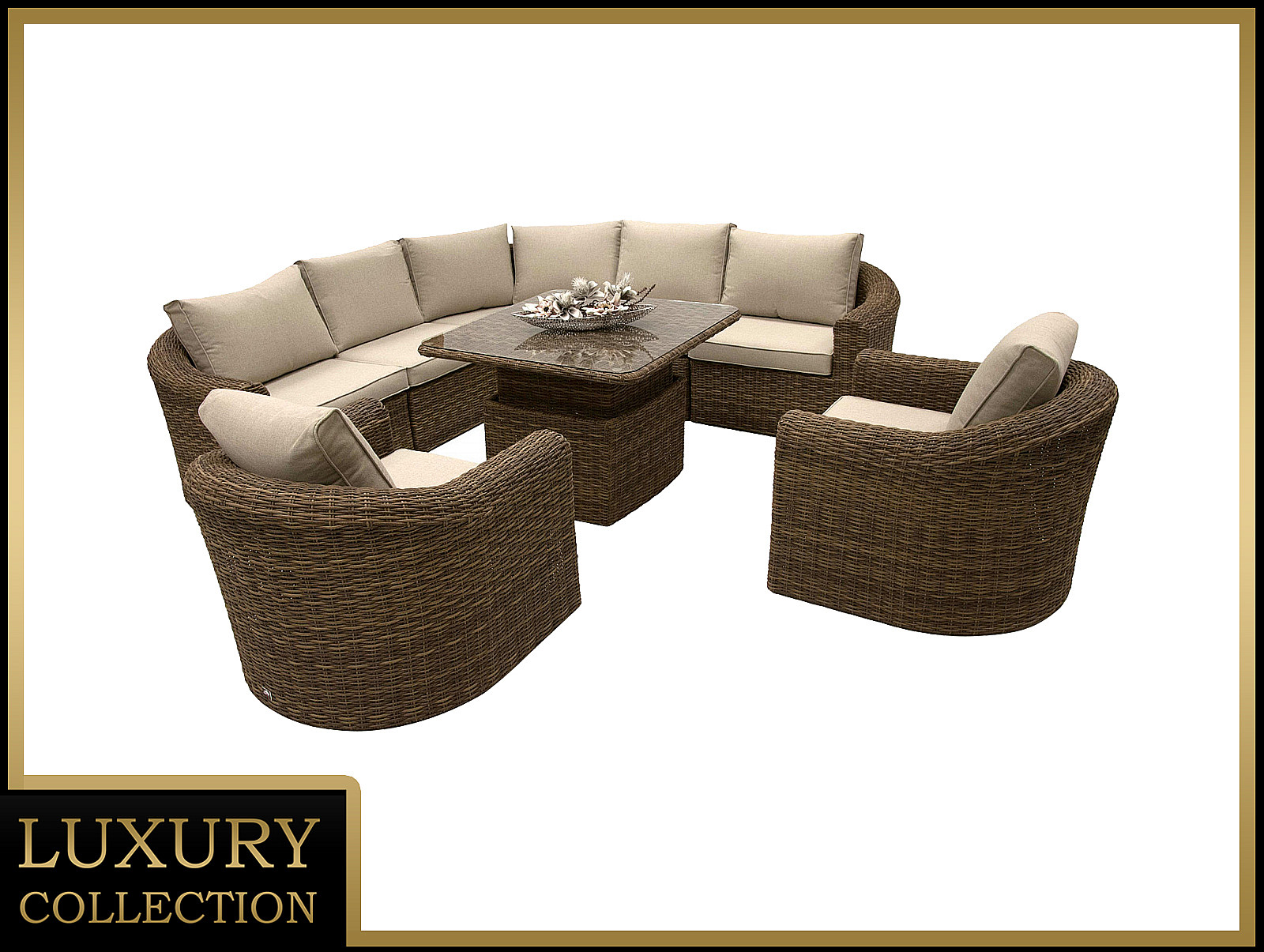 Rattanowy zestaw modułowy BORNEO LUXURY dla 7 osób (brązowy)