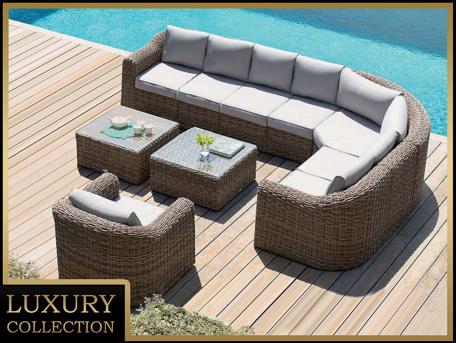 Rattanowy zestaw modułowy BORNEO LUXURY dla 8 osób (brązowy)