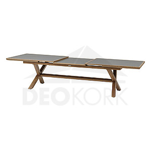 Stół aluminiowy BERGAMO II. 250/330 cm (dekor antracyt/drewno)