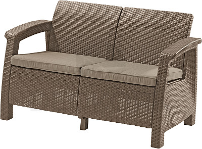 Sofa ogrodowa rattanowa 2-osobowa CORFU LOVE SEAT (cappuccino)